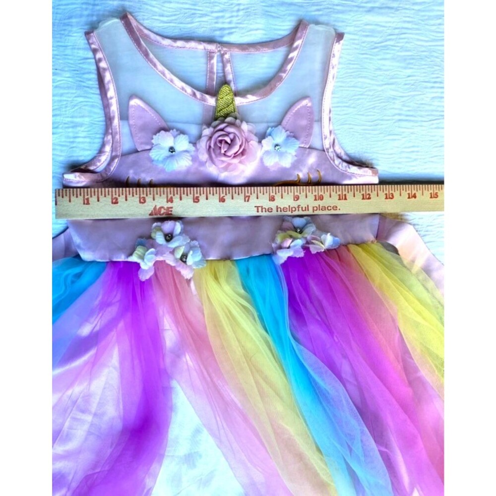 Sunny Fashion Girls Dress Unicorn Rainbow Tulle Pageant Princess Party -Size 5 T - Picture 16 of 16